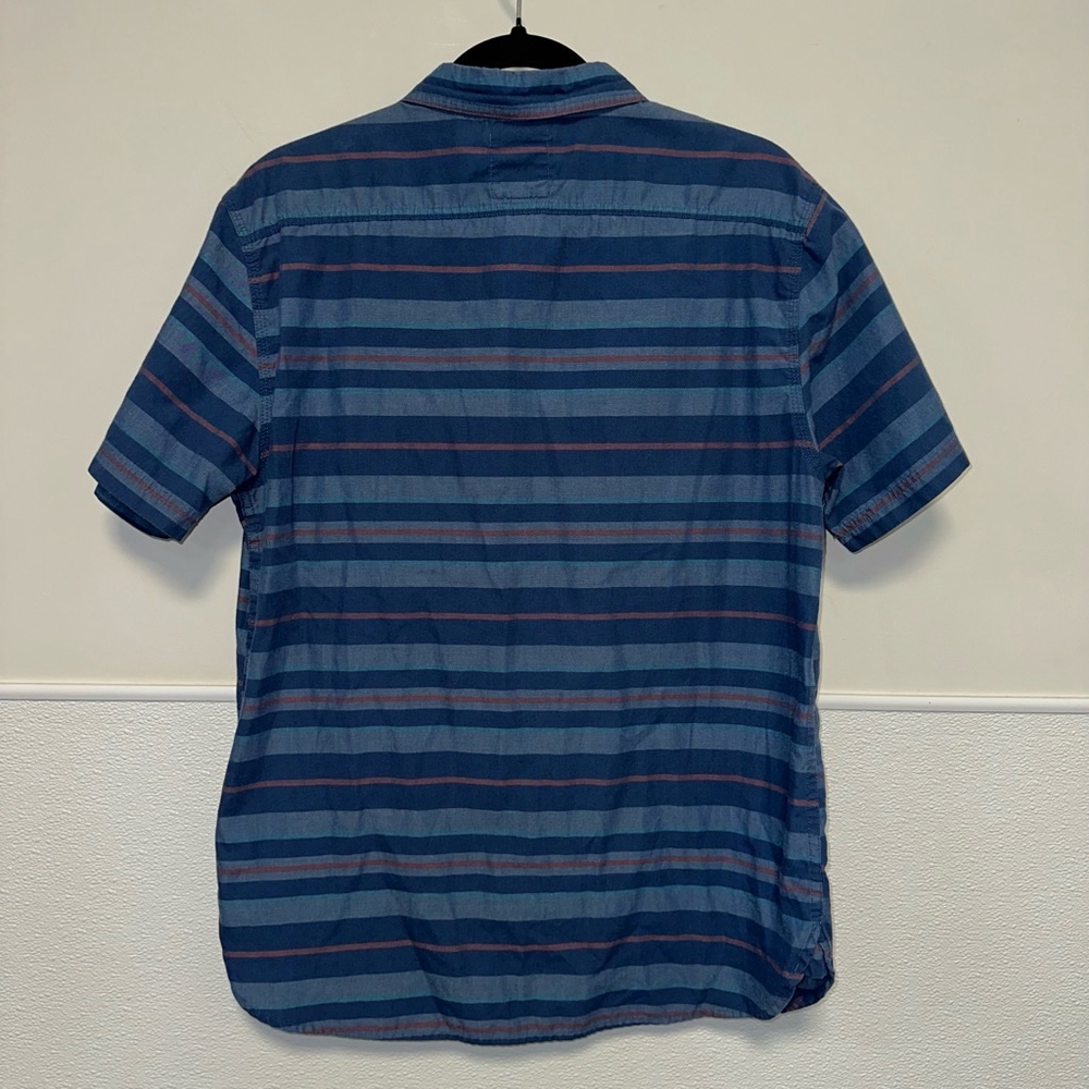Vans Striped Button-Up Shirt Men's Size Medium Short Sleeve Blue Cotton Casual - Picture 10 of 11